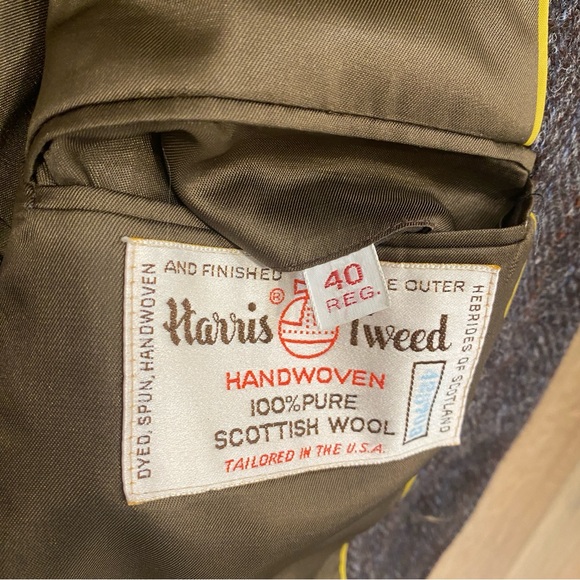 VINTAGE! 🌟HARRIS TWEED🌟 MENS 2 BUTTON WOOL SPORT COAT BLAZER BROWN SZ 40 - Picture 11 of 13